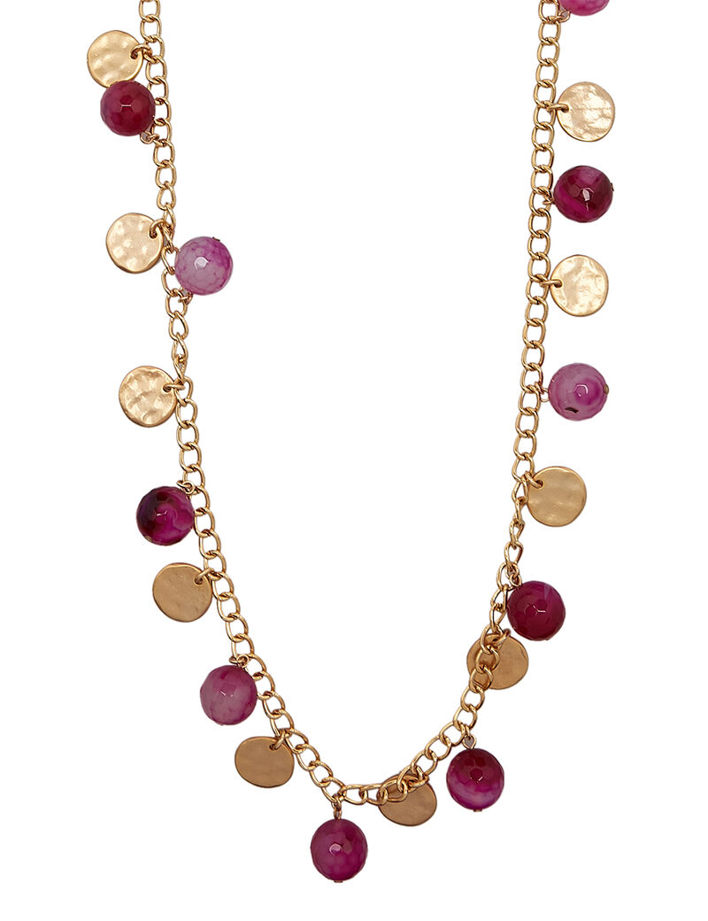 Kjy 36 Gold Chain Cherry Agate Bead/Satin Gold Coin Neck Kjy 36 Gold Chain Cherry Agate Bead/Satin Gold Coin Neck