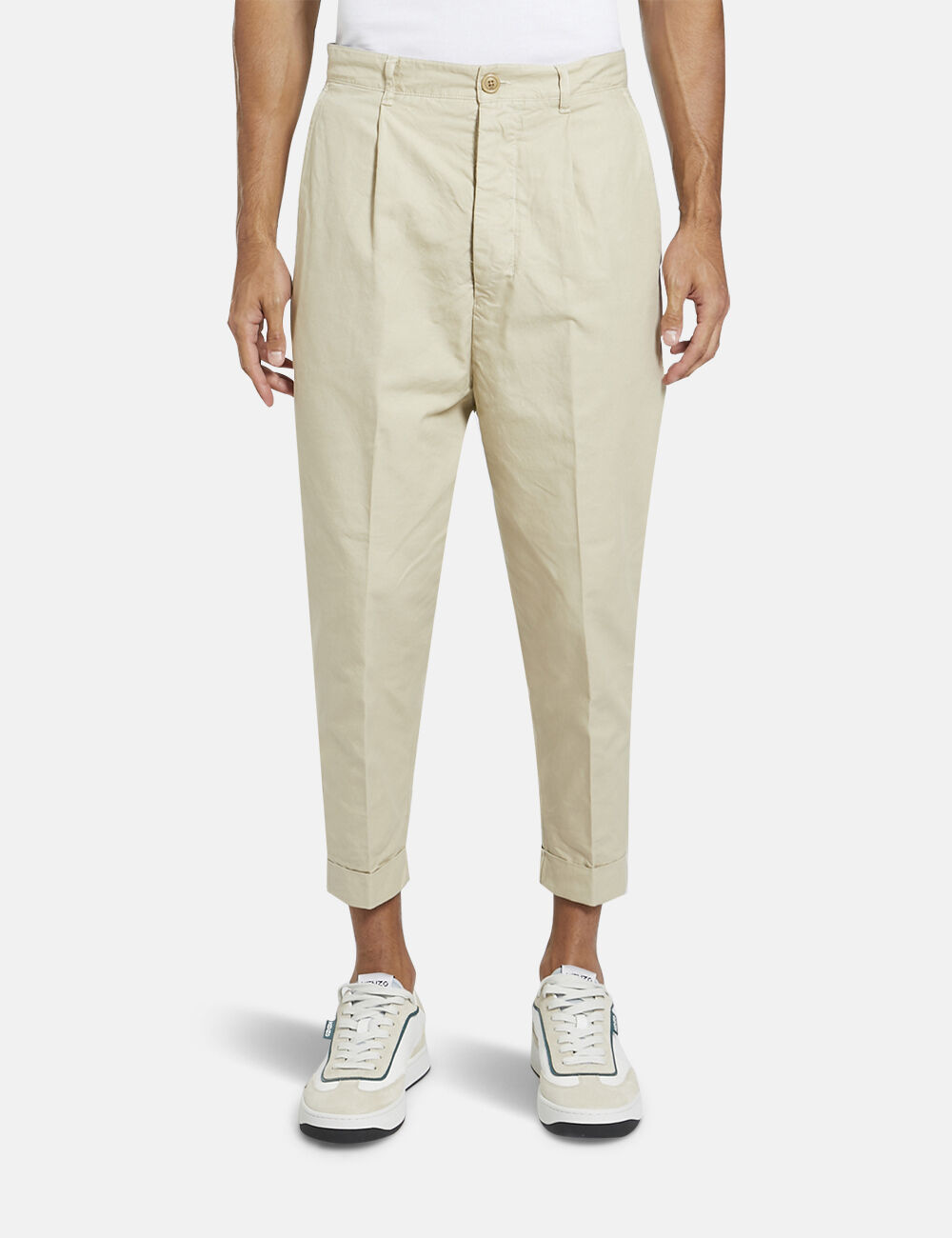 Ami Alexandre Mattiussi Oversized Carrot Fit Trousers In Beige  ModeSens   Fitted trousers Chino pants men Brown casual pants