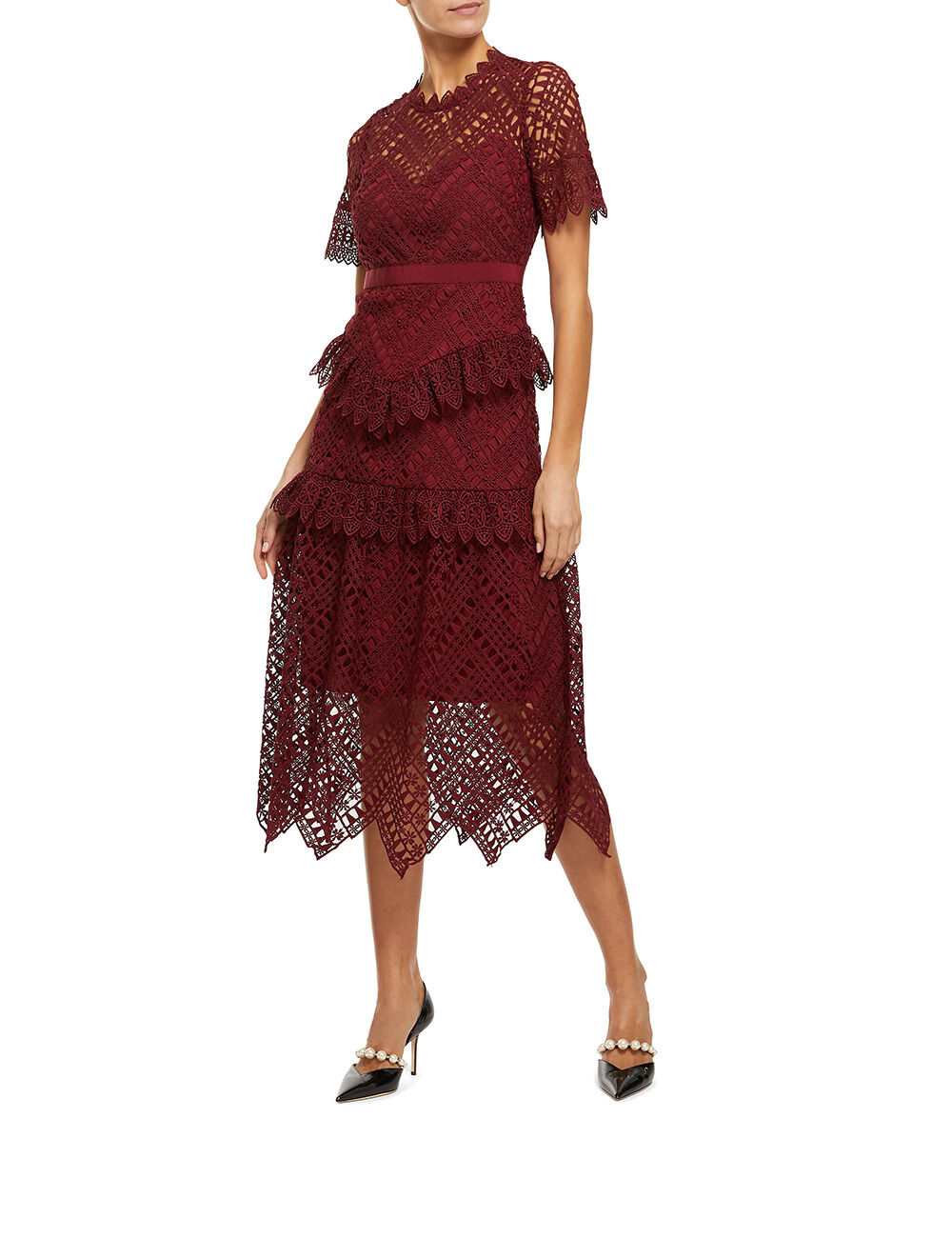 Self portrait abstract triangle lace dress shop