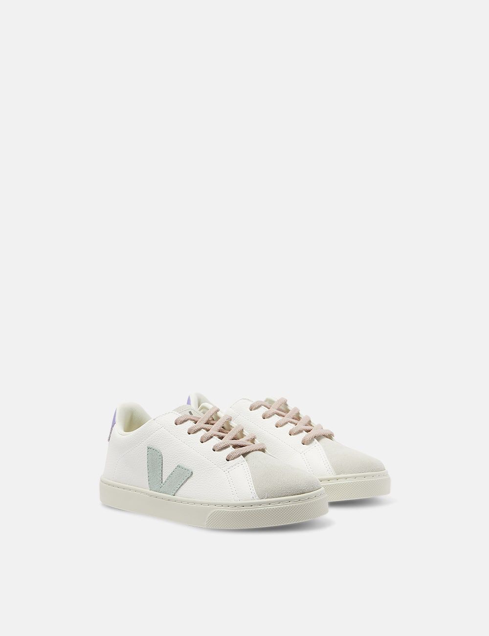 Small Esplar Laces Chromefree Leather Extra White Matcha Lavande