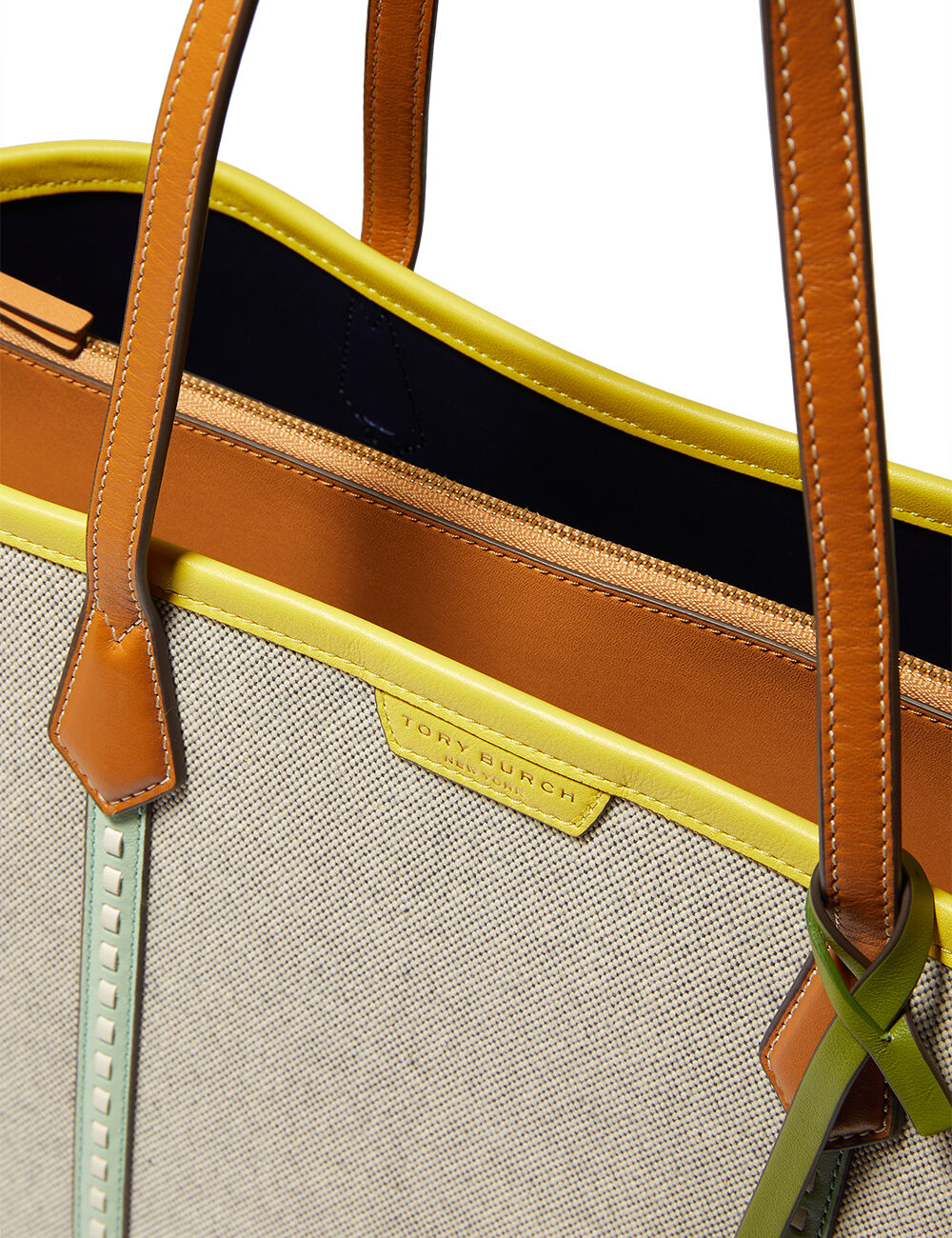 tory burch perry canvas triple compartment tote