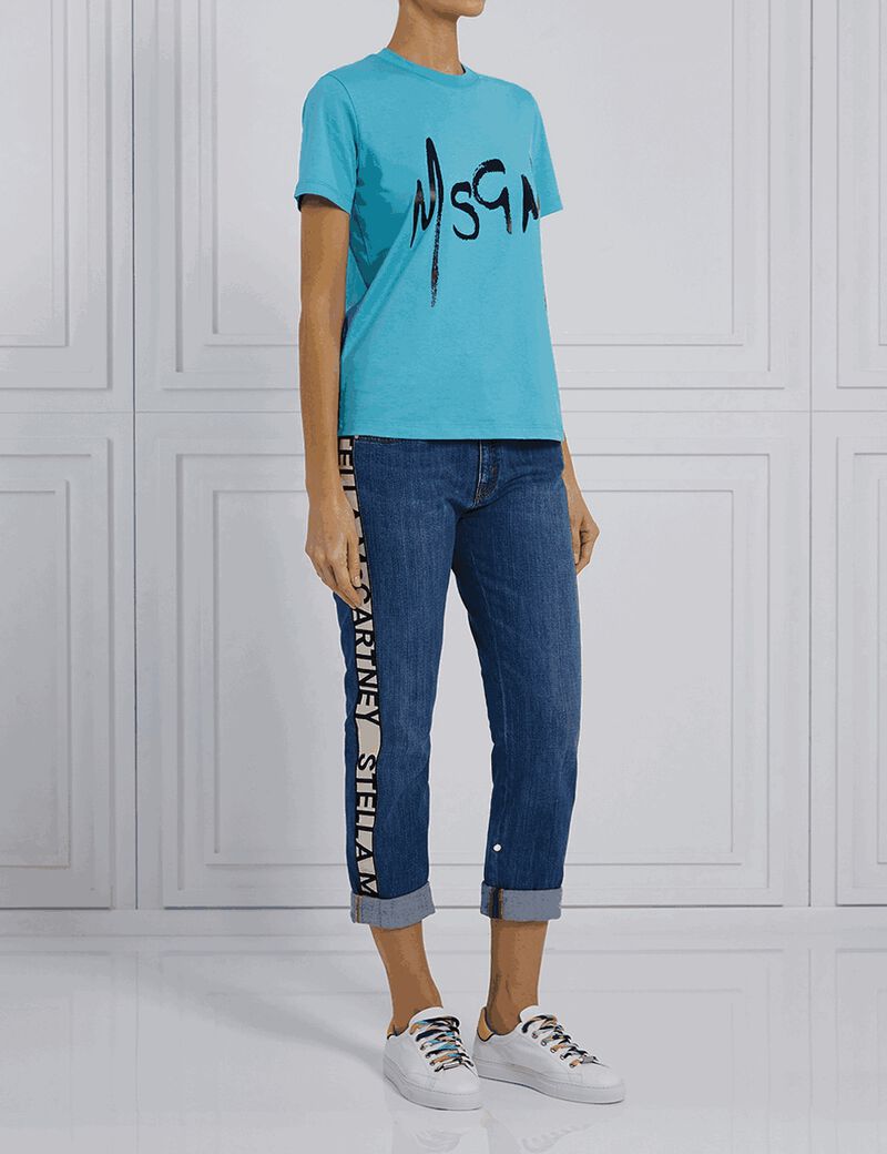 Logo Band Skinny Boyfriend Jeans - Blue Logo Band Skinny Boyfriend Jeans - Blue