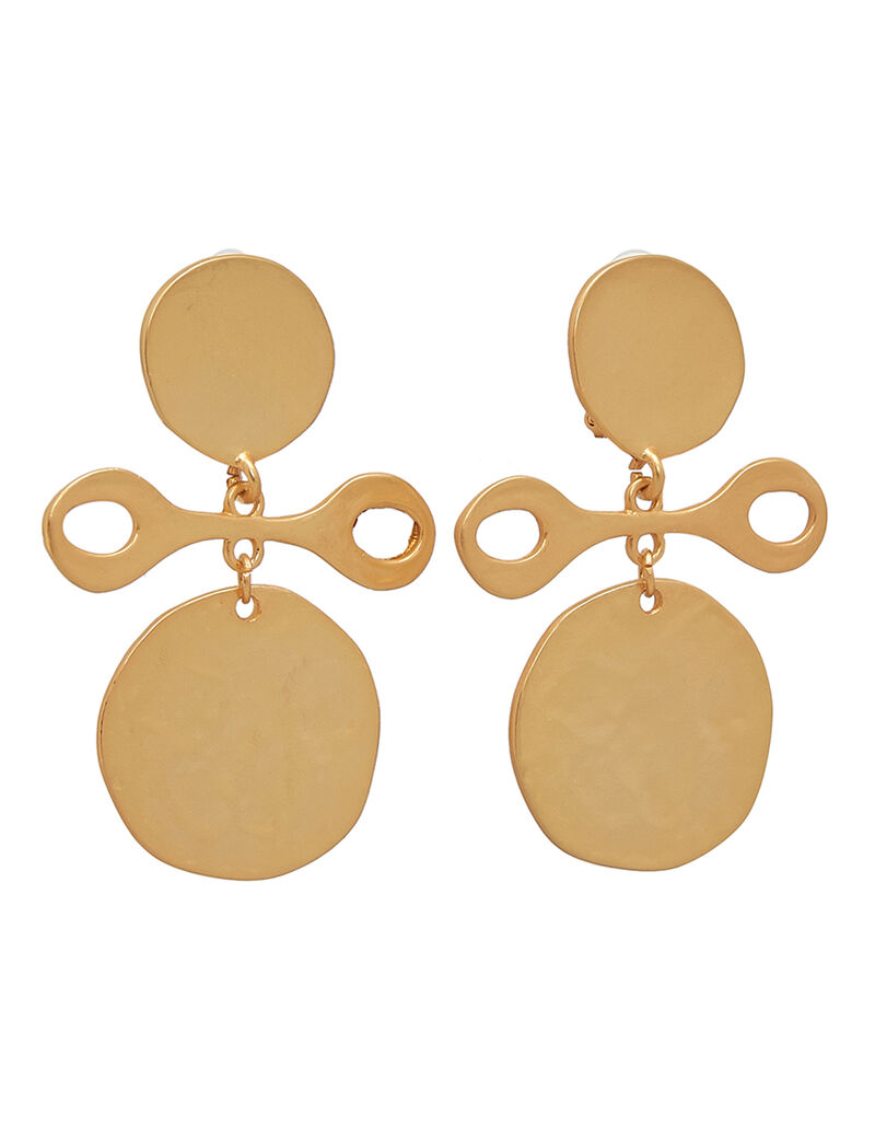Coin & Ivory Earrings Satin Gold Coin Drop Clip Earring Coin & Ivory Earrings Satin Gold Coin Drop Clip Earring