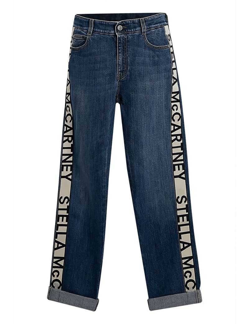 Logo Band Skinny Boyfriend Jeans - Blue Logo Band Skinny Boyfriend Jeans - Blue