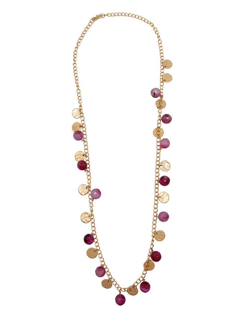 Kjy 36 Gold Chain Cherry Agate Bead/Satin Gold Coin Neck Kjy 36 Gold Chain Cherry Agate Bead/Satin Gold Coin Neck