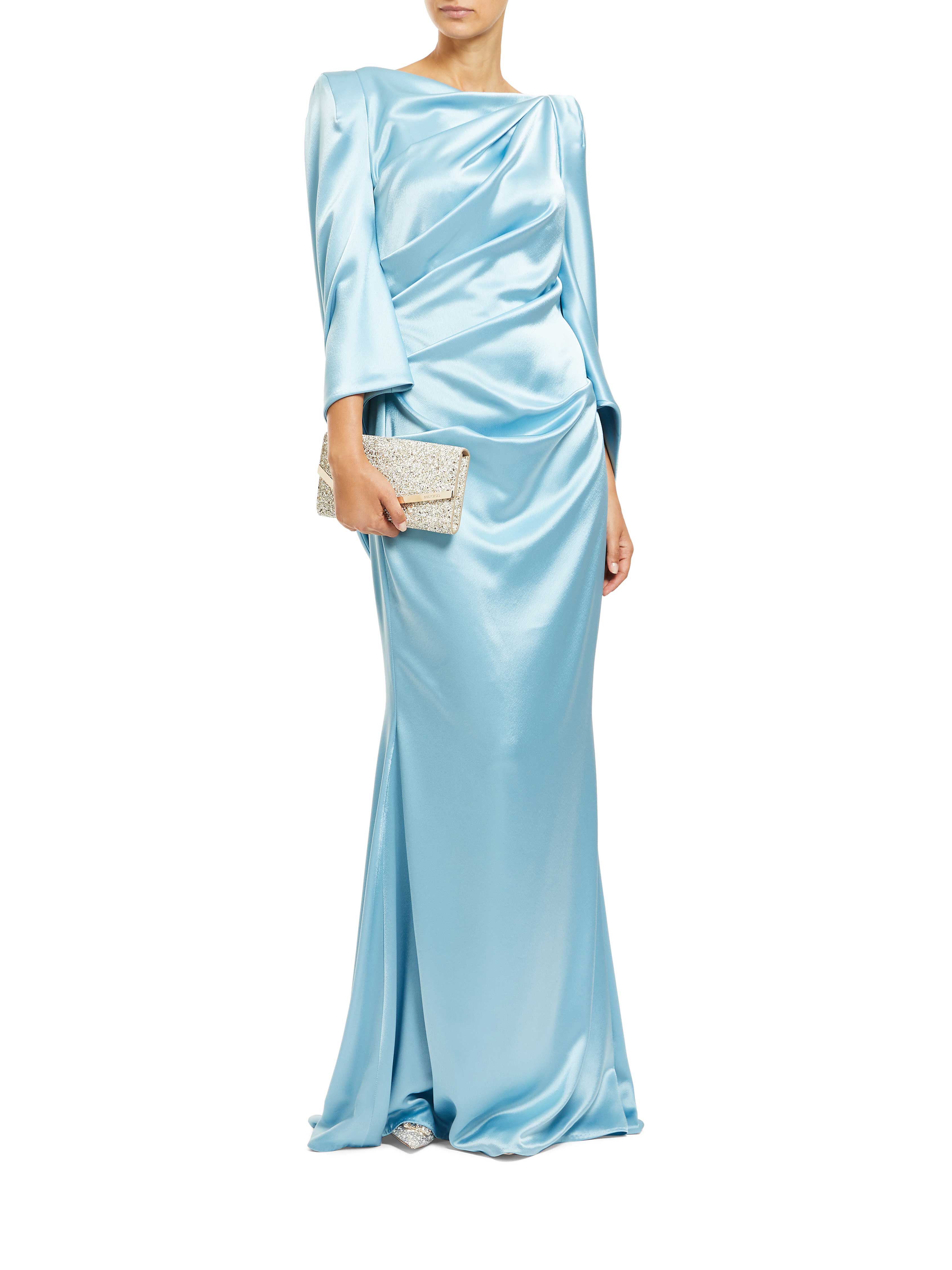Crepe Satin Long Dress
