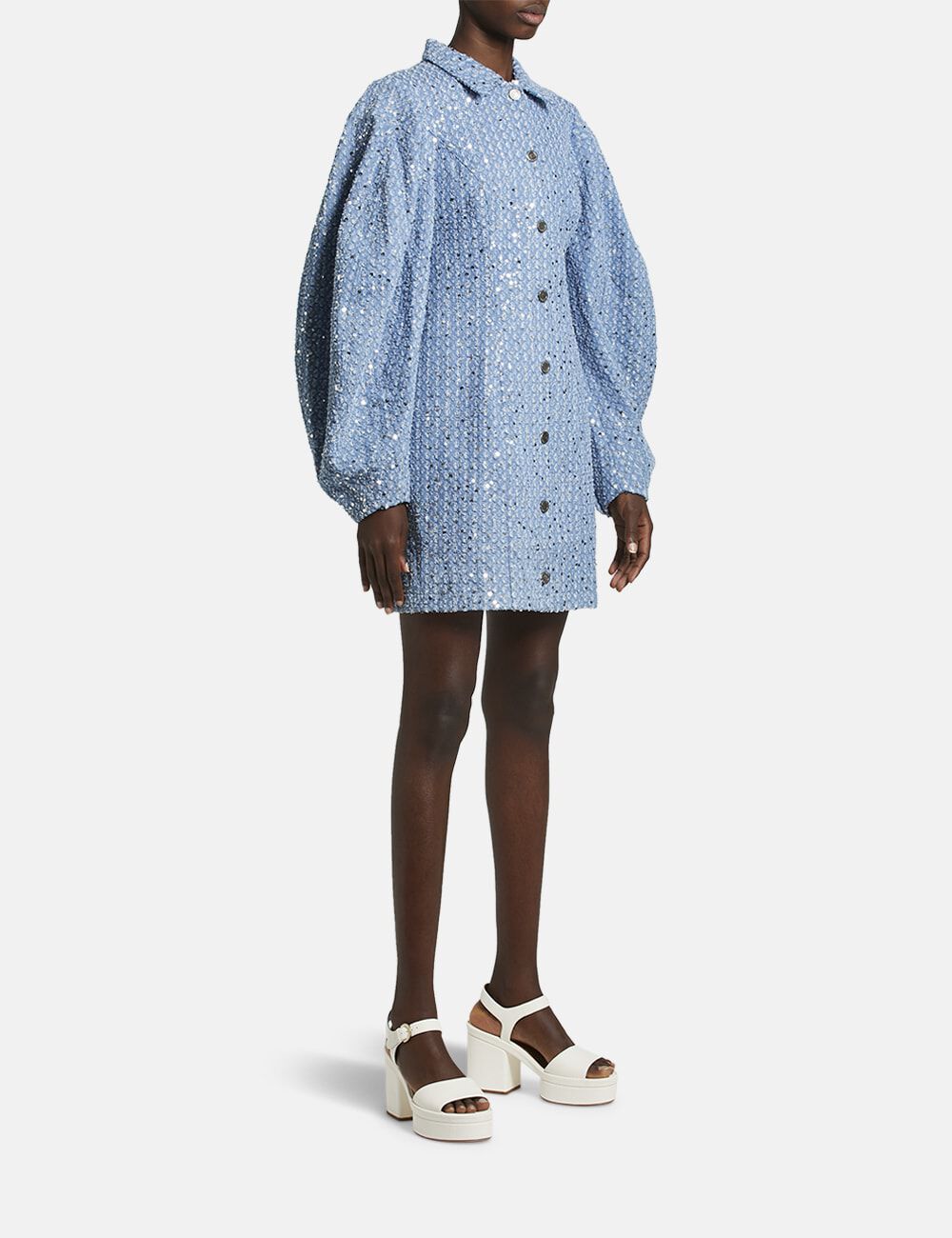 Embellished denim dress discount