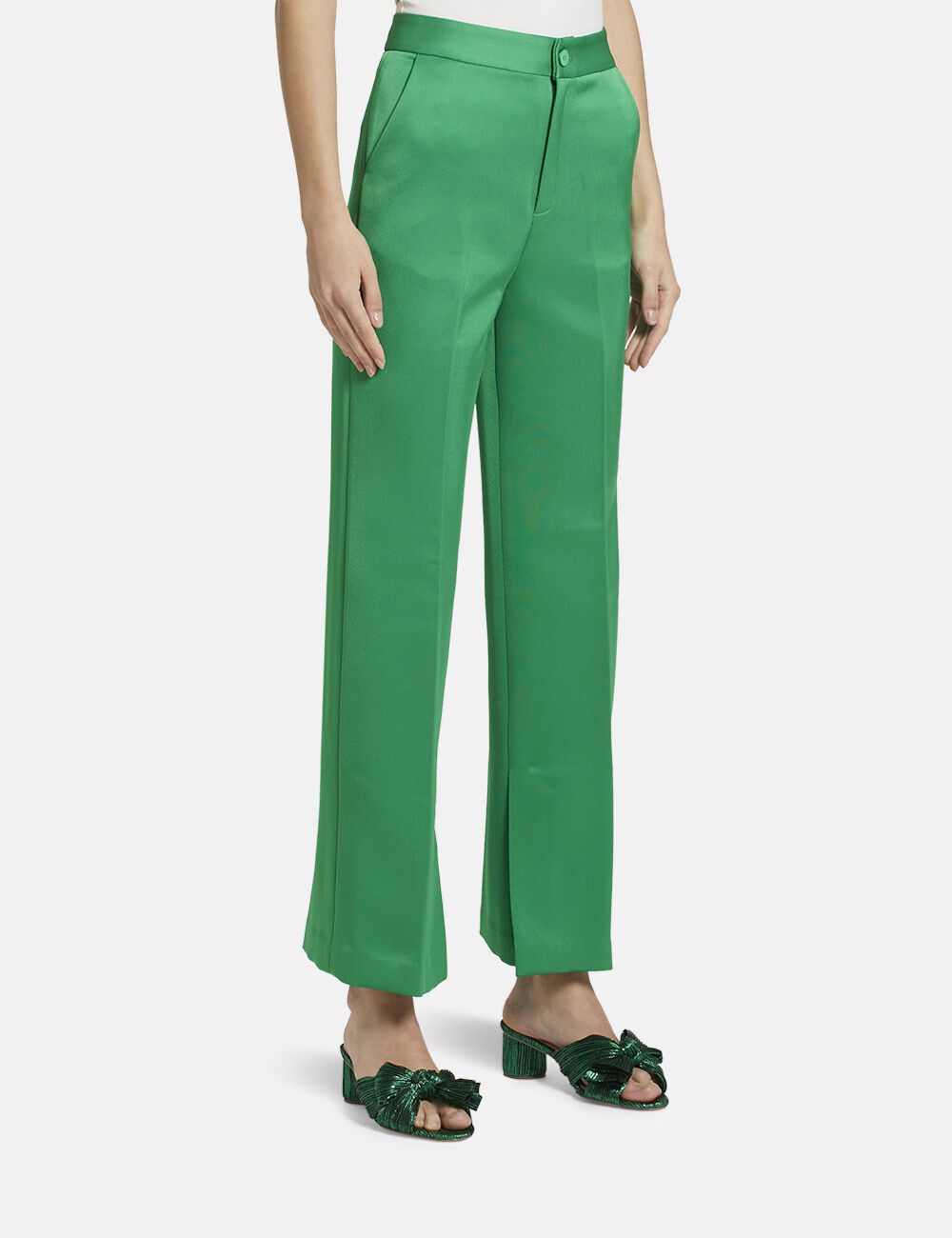 Straight Wide Leg Trousers With Short Split Detail On The Side