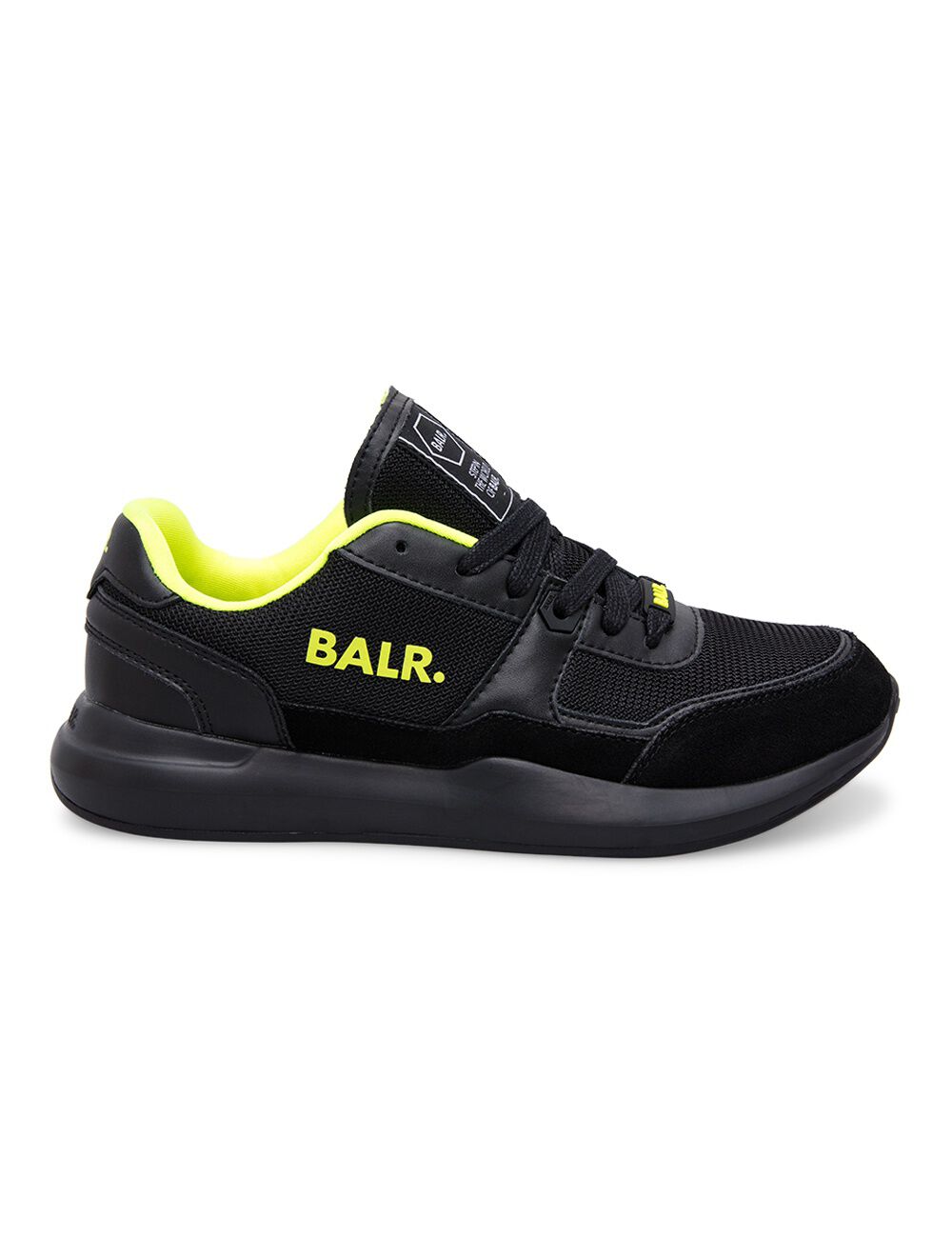 black and neon yellow sneakers
