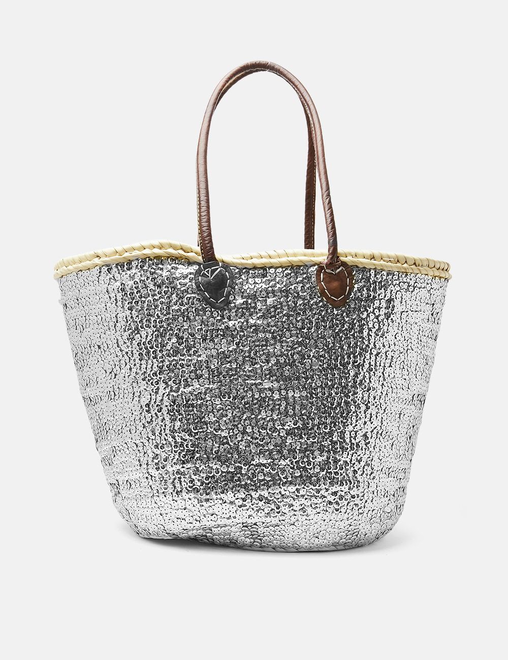 Silver sequin beach bag on sale