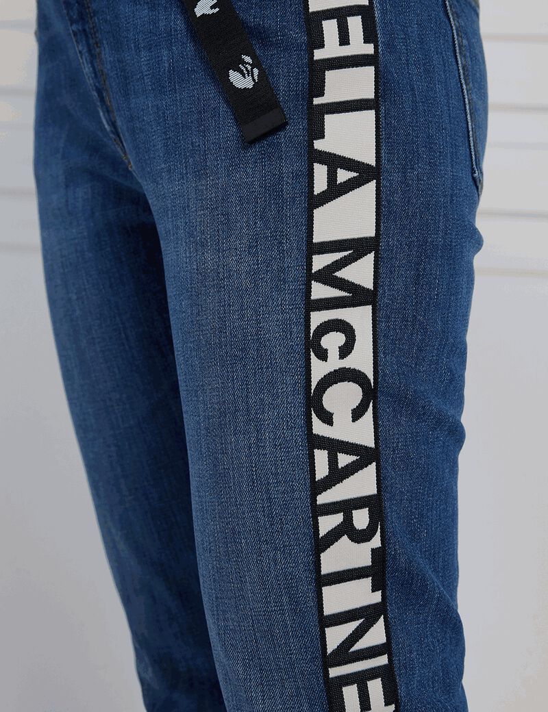 Logo Band Skinny Boyfriend Jeans - Blue Logo Band Skinny Boyfriend Jeans - Blue