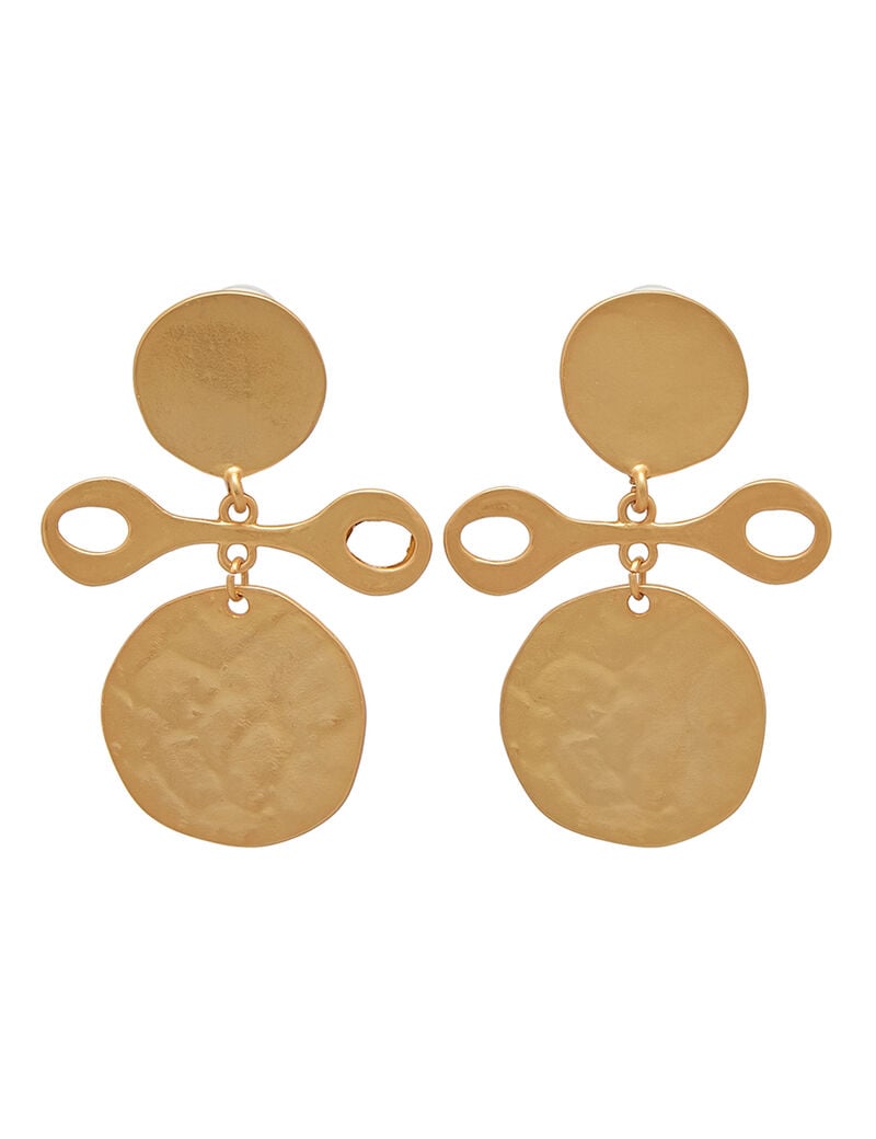 Coin & Ivory Earrings Satin Gold Coin Drop Clip Earring Coin & Ivory Earrings Satin Gold Coin Drop Clip Earring