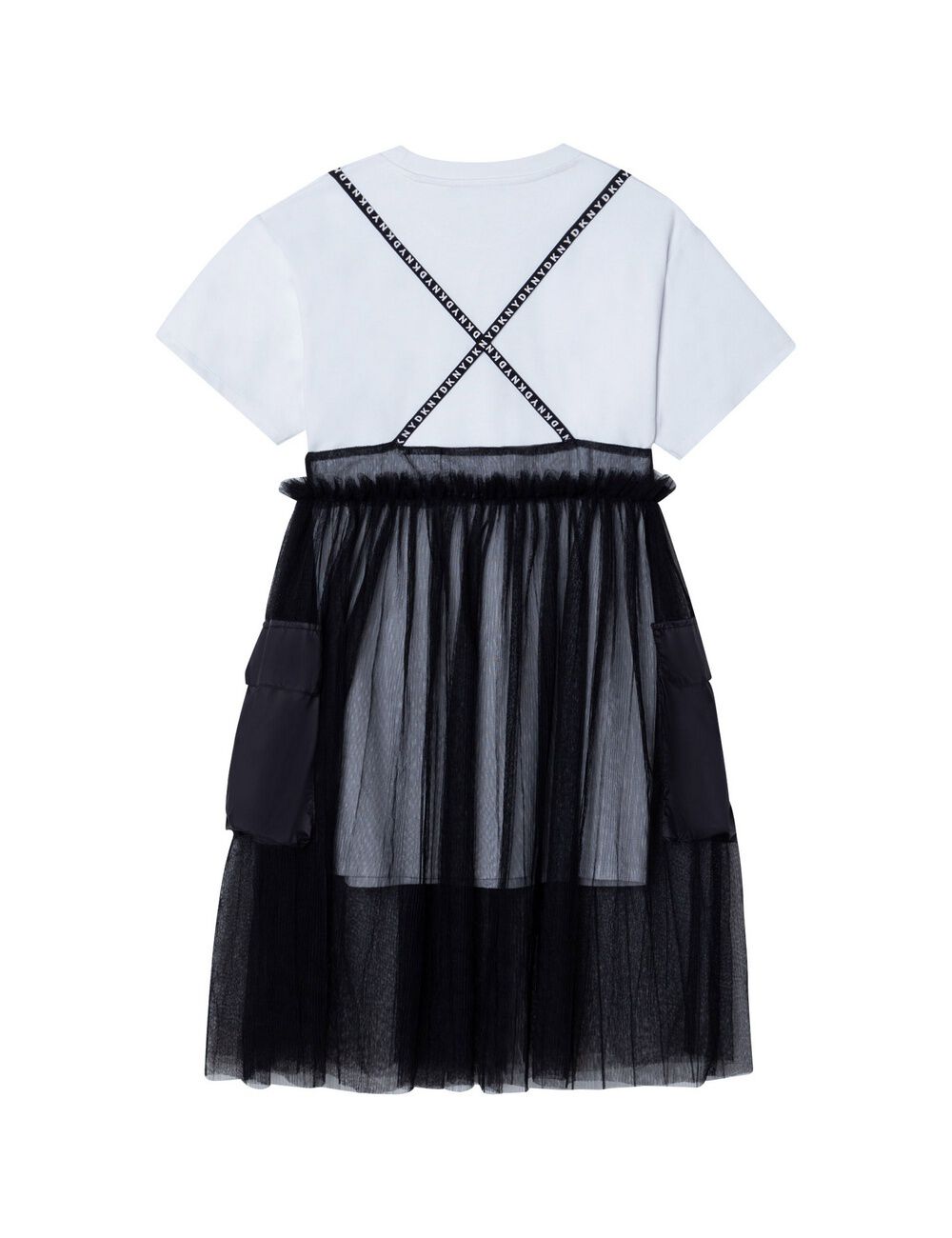 White tulle overlay store t shirt dress