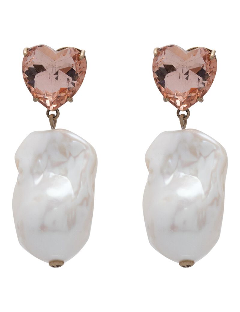 | Shop Crystal Heart And Pearl Drop Earring for  | Free  Delivery  KWT