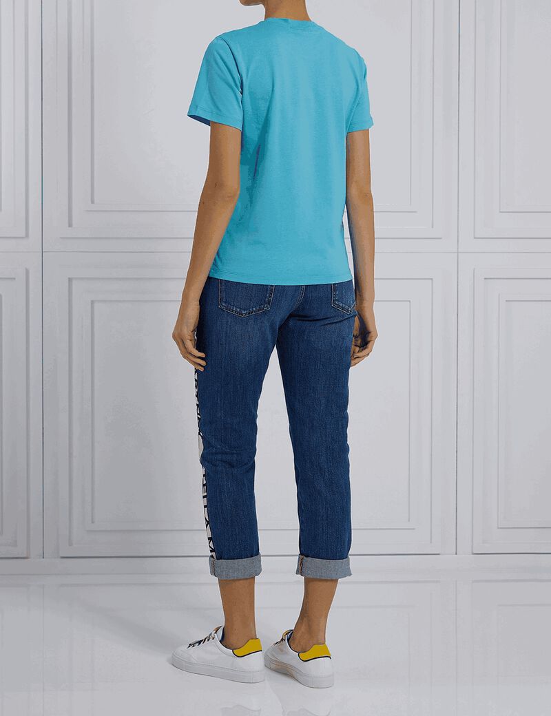Logo Band Skinny Boyfriend Jeans - Blue Logo Band Skinny Boyfriend Jeans - Blue