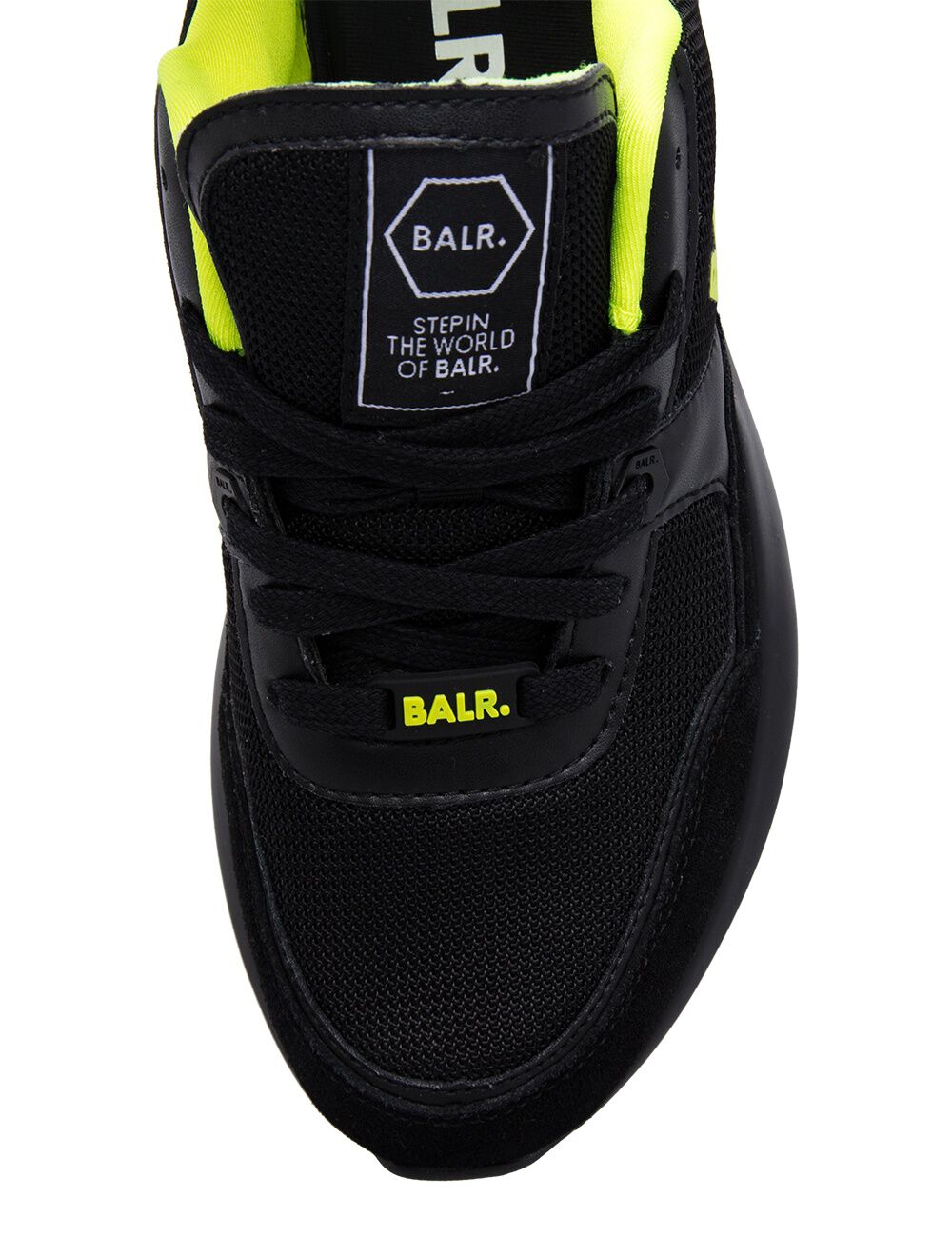 black and neon yellow sneakers